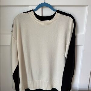 Promesa Black and Cream Two-Tone Crewneck Sweater